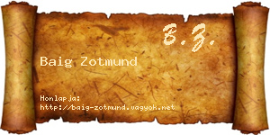 Baig Zotmund névjegykártya